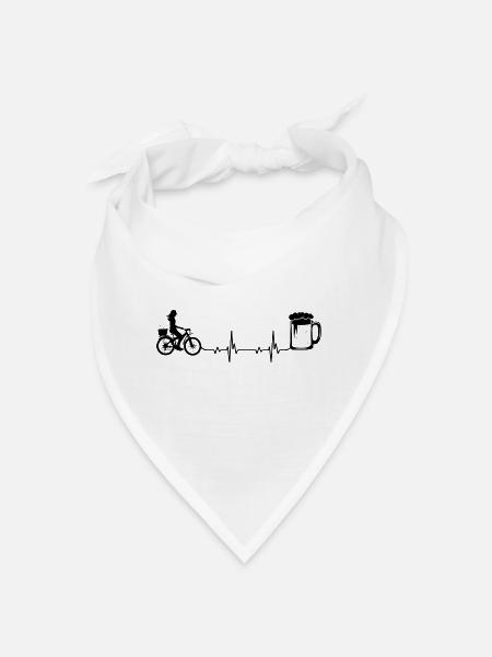 Herzschlag Bier und Radfahren - (2) - Bandana - Weiß - Vorne