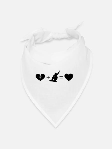 Heart Broken Heart and Snowboarding - - Bandana - white - Front