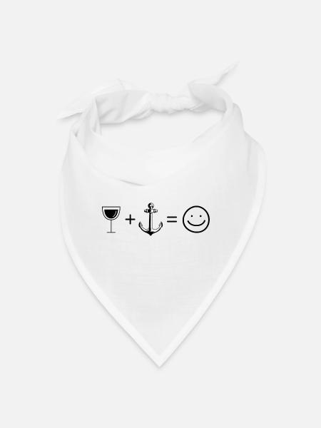 Wine Smile Face and Sailing 1 - - Bandana - white - Front