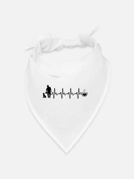 Heartbeat Coffee and Dog - (4) - Bandana - white - Front