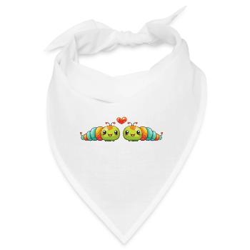 Wurm Paar Verliebt Tier Valentinstag - Bandana - Weiß - Vorne