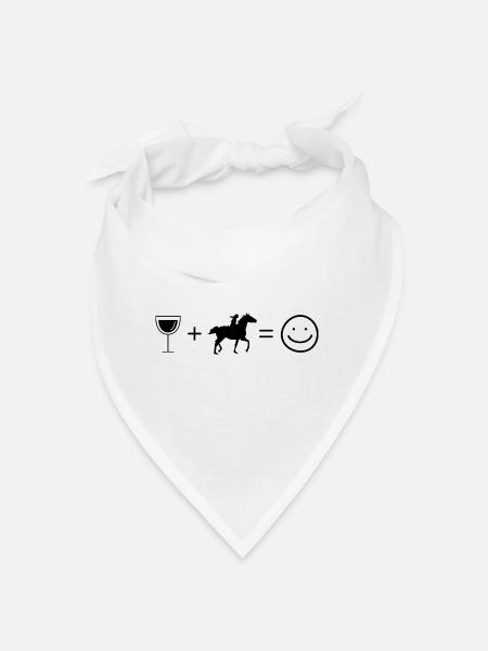 Wine Smile Face and Horse 1 - - Bandana - white - Front