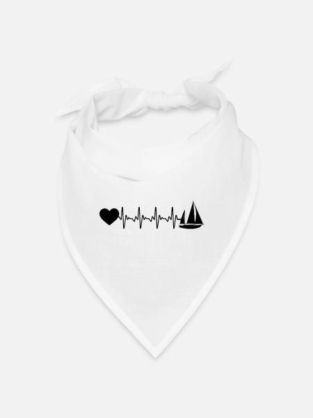 Herzschlagherz und Segelboot - - Bandana - Weiß - Vorne
