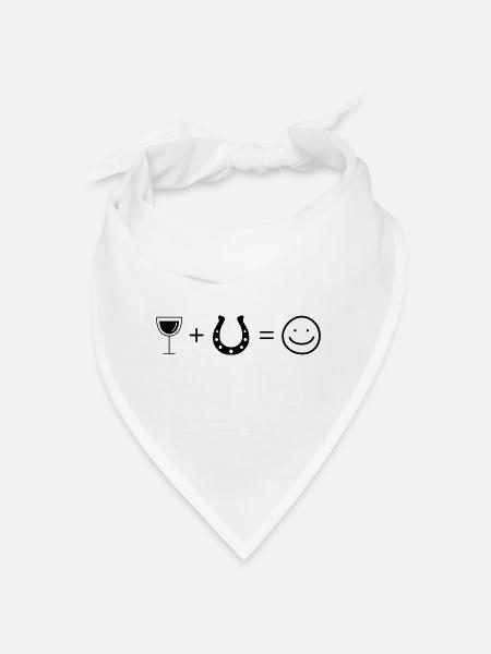 Wine Smile Face and Horse 2 - - Bandana - white - Front