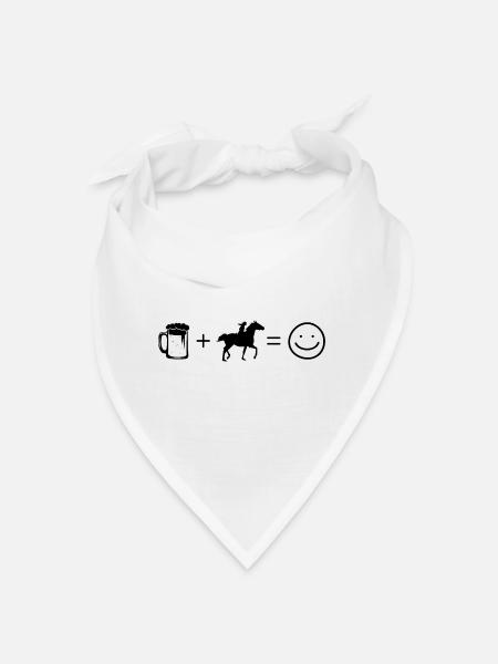 Beer Smile Face and Horse 1 - - Bandana - white - Front