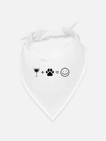 Wein Smile Face und Hund 3 - - Bandana - Weiß - Vorne
