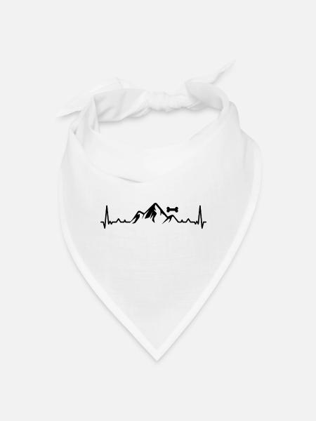 Heartbeat-Berg und Hund - (tun) - Bandana - Weiß - Vorne