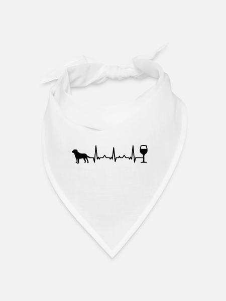 Herzschlagwein und Hund - (5) - Bandana - Weiß - Vorne