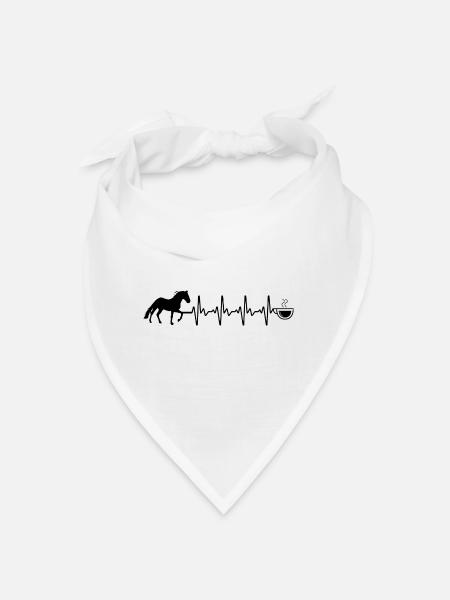 Heartbeat coffee and horse - (3) - Bandana - white - Front