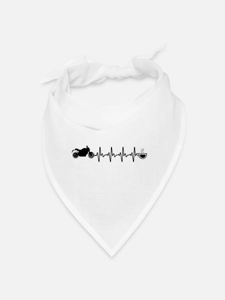 Herzschlagkaffee und Motorrad - (MOTORRAD) - Bandana - Weiß - Vorne
