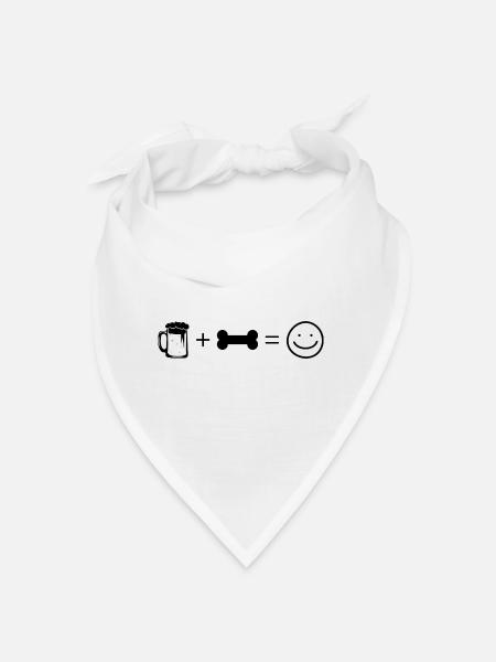 Beer Smile Face and Dog 4 - - Bandana - white - Front