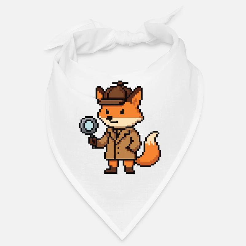 Pixel Detective Fuchs Design - Bandana - Weiß