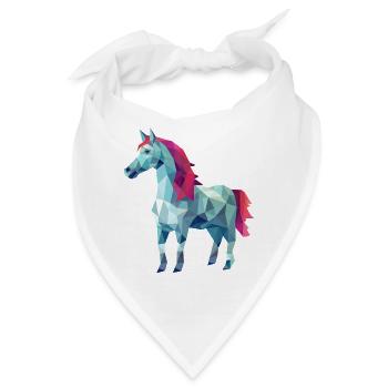 Weißes Pferd in Pink Polygon Kunst Design - Bandana - Weiß - Vorne