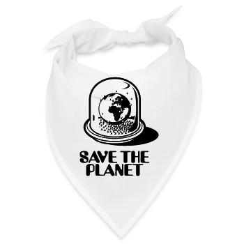 Weltkugel / World Globe - Save The Planet_2c - Bandana - Weiß - Vorne