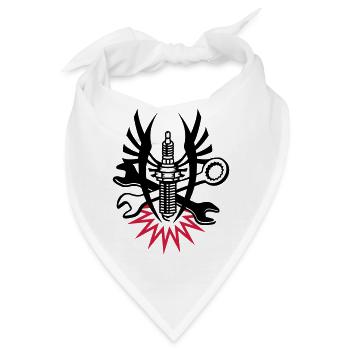 Zündkerze mit Schraubenschlüssel - Bandana - Weiß - Vorne