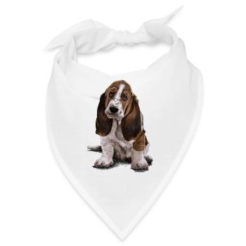 Basset-Hound - Bandana - Weiß - Vorne