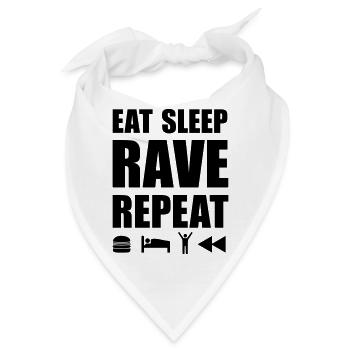 eat sleep rave repeat Icons Techno Festival Spruch - Bandana - Weiß - Vorne