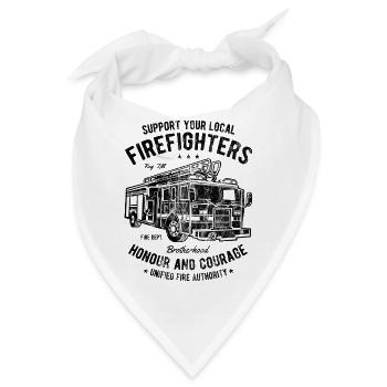 FIRE FIGHTERS - Feuerwehr Truck Shirt Motiv - Bandana - Weiß - Vorne