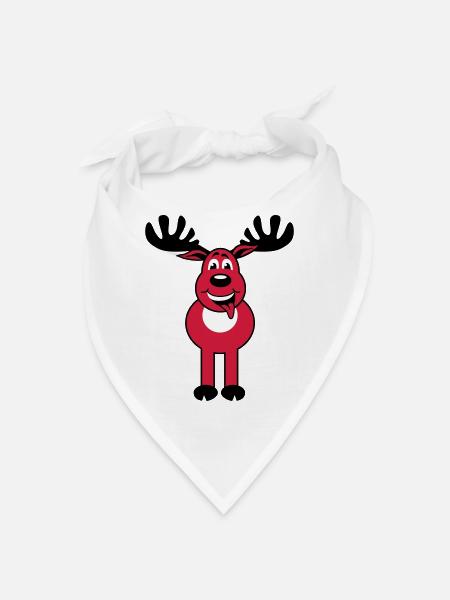 Deer Rudolph 3c Funny cartoon character - Bandana - white - Front