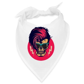 Kopf des Todes Hipster Punk Schädel Schädel Eclair Frisur - Bandana - Weiß - Vorne