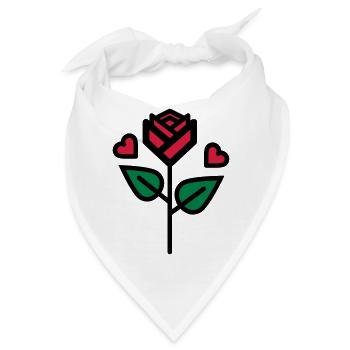 Valentinstag Rose mit Herz - Bandana - Weiß - Vorne