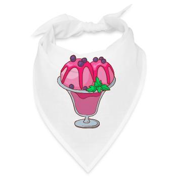 Eis Speiseeis Eiskrem Eiscreme Kugeleis Eisbecher - Bandana - Weiß - Vorne