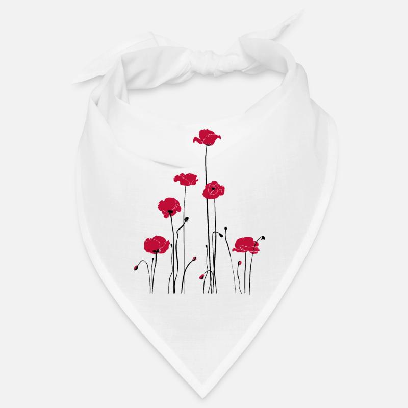 Abstrakte Florale Linienkunst. Mohn - Bandana - Weiß