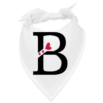 Großbuchstabe B mit Herzen - Bandana - Weiß - Vorne