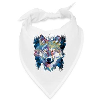 Polygon Wolf - Schöner grauer Wolf in Blau - Bandana - Weiß - Vorne