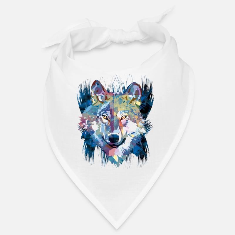 Polygon Wolf - Beautiful grey wolf in blue Bandana