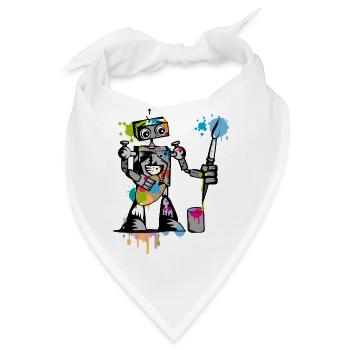 Roboter mit einem Pinsel - Bandana - Weiß - Vorne