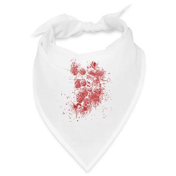 Rote Rosen Spritzer Muster - Bandana - Weiß - Vorne