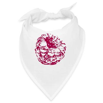 Magenta Blütenkugel Muster - Bandana - Weiß - Vorne