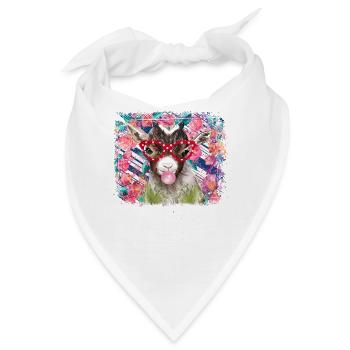 Ziege mit Brille - Bandana - Weiß - Vorne