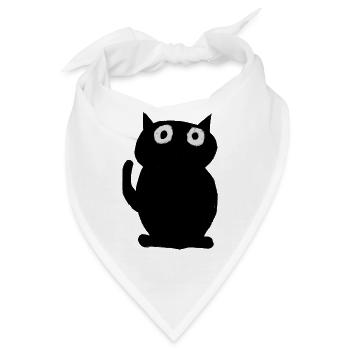 schwarze Katze - Bandana - Weiß - Vorne