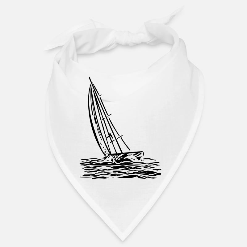Segelboot am Wind - Bandana - Weiß