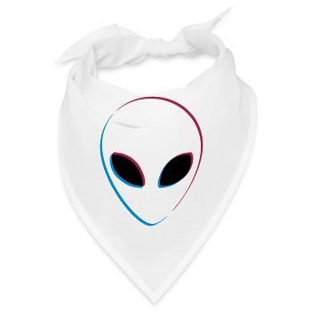 3D Effekt Alien - Bandana - Weiß - Vorne