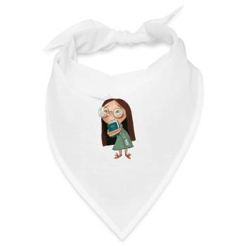 Buch, Bücher, kleines Mädchen mit einem Buch - Bandana - Weiß - Vorne
