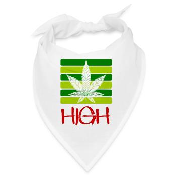 High / Rauchen / Cannabis / Hanf / Cannabisblatt - Bandana - Weiß - Vorne