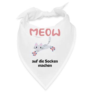 Meow Katze macht sich auf die Socken Miezekatze - Bandana - Weiß - Vorne