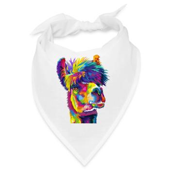 Wahnsinniges Regenbogenlama - Bandana - Weiß - Vorne