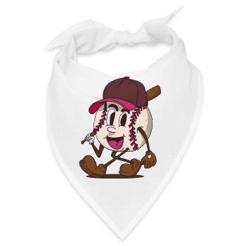 Baseball Batter funky Retro-Zeichentrickfigur - Bandana - Weiß - Vorne