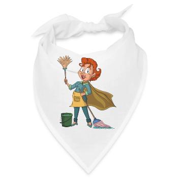 Putzfrau Superheldin - Bandana - Weiß - Vorne