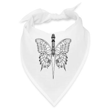 Schmetterling mit Dolch - Bandana - Weiß - Vorne