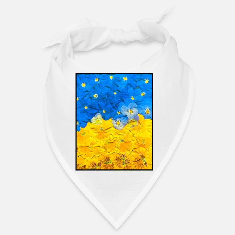 Pensées. Image de fleurs. Drapeau de l’Ukraine. UA Art Bandana