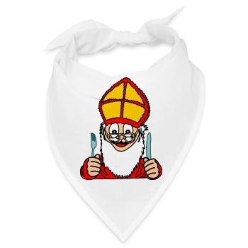 Sinterklaas mit Messer und Gabel - Bandana - Weiß - Vorne
