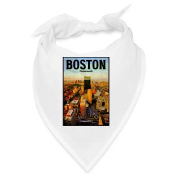 Boston Skyline Vintage Poster - Bandana - Weiß - Vorne