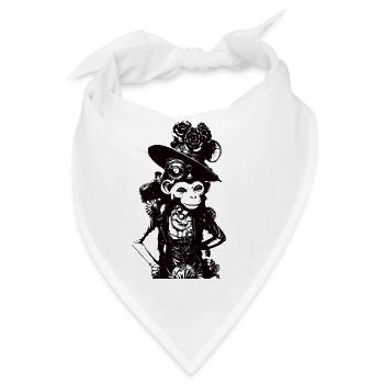 Steampunk crazy Monkey im einzigartigen Design - Bandana - Weiß - Vorne