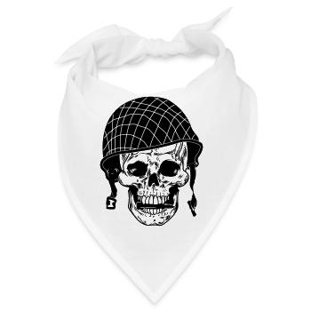 Totenkopfsoldat mit Kugel und Helm - Bandana - Weiß - Vorne