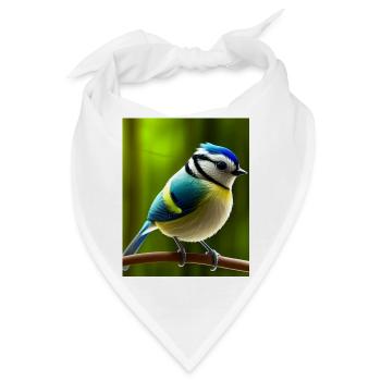 Cooles Comic Porträt einer Blaumeise - Bandana - Weiß - Vorne